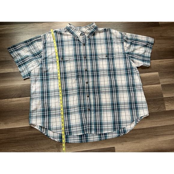 C.E. Schmidt Men’s Workwear Blue Plaid Short Sleeve Button Down Shirt Size 4X - Picture 6 of 8